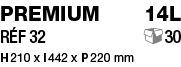 Premium 14L Réf 32  30 H 210 x l 442 x P 220 mm 
