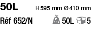 50L H 595 mm Ø 410 mm Réf 652 N    50L 5 
