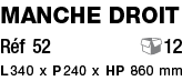 manche droit Réf 52      12 L 340 x P 240 x HP 860 mm