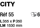 city Réf 55     6 L 355 x P 350 LM 1530 mm