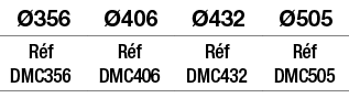 Ø356,Ø406,Ø432,Ø505,Réf DMC356,Réf DMC406,Réf DMC432,Réf DMC505