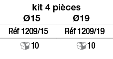 kit 4 pièces Ø15       Ø19,Réf 1209 15,Réf 1209 19, 10, 10