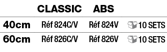 ,Classic,ABS,,40cm,Réf 824C V,Réf 824V, 10 seTS,60cm,Réf 826C V,Réf 826V, 10 seTS