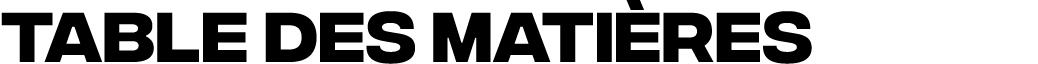Table des matières
